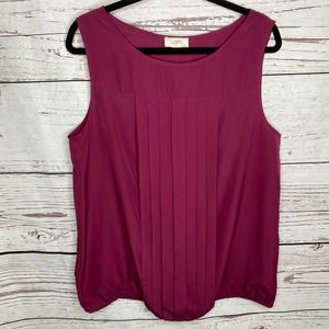 Loft Large Maroon Sleeveless Blouse